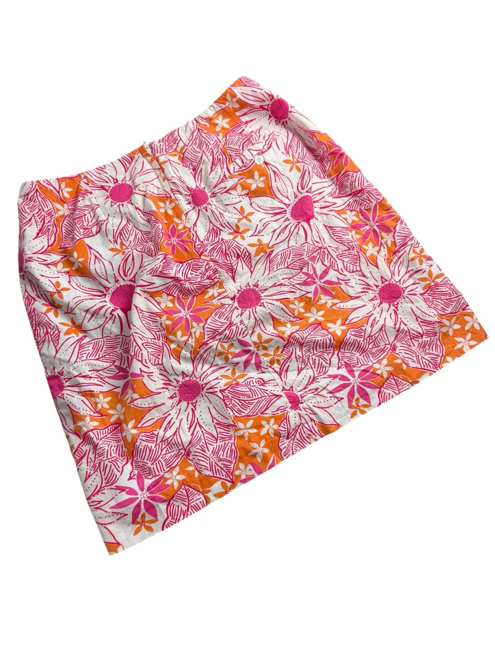 Lilly Pulitzer Floral Mini Skirt Pink Orange Cotton Size 8 Preppy vtg Y2K - Picture 2 of 7